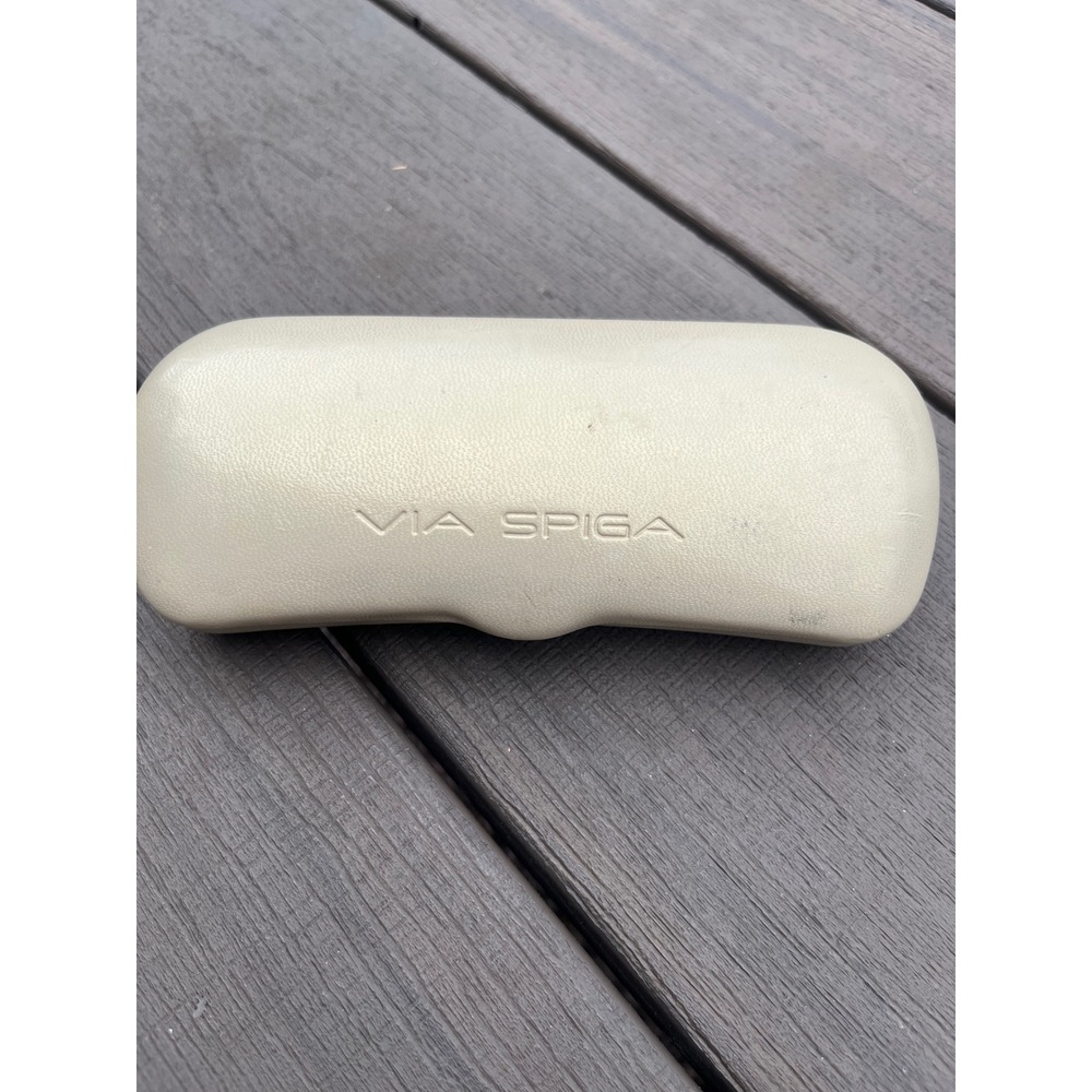 Via Spiga Hard Shell Eyeglass Case Champagne Gold Textured Clamshell Protective